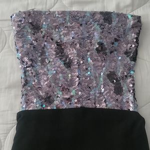 Grey Strapless Sequence Top